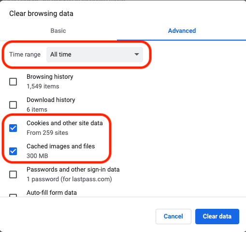 Step 2 of Clearing Cookies And Cache On Chrome tech guide