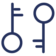 outline of 2 keys