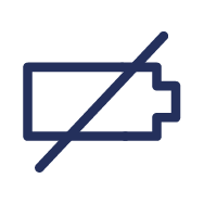 outline of a battery with a slash over the top