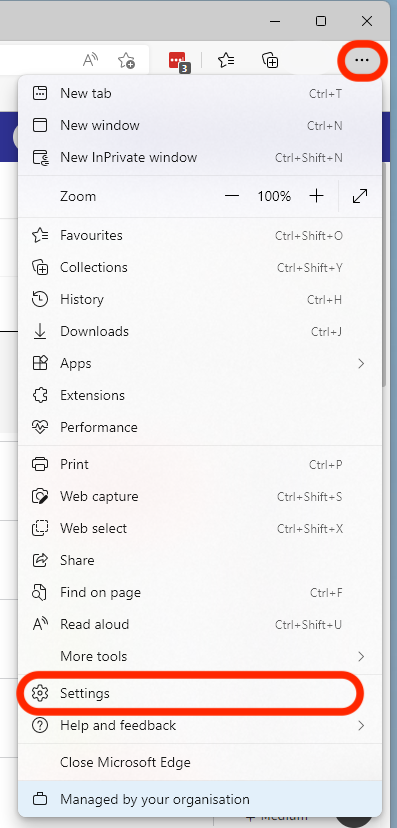 Step 1 of Clearing Cookies And Cache In Microsoft Edge tech guide