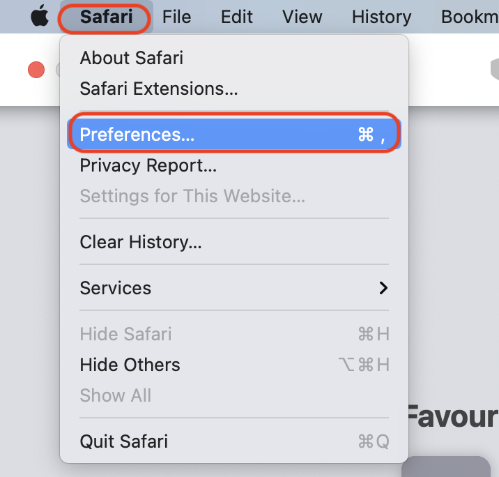 Step 1 of Clearing Cookies And Cache In Safari tech guide
