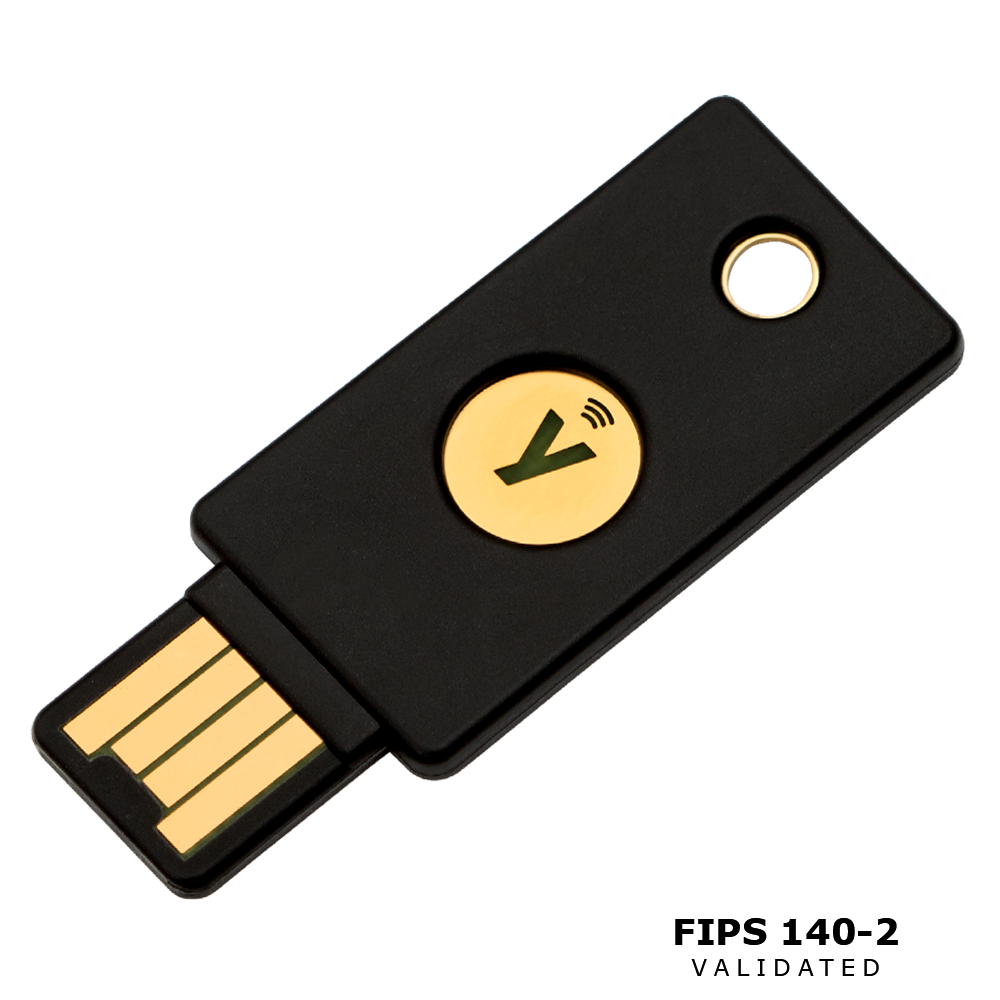 The front of a YubiKey 5 nfc fips token