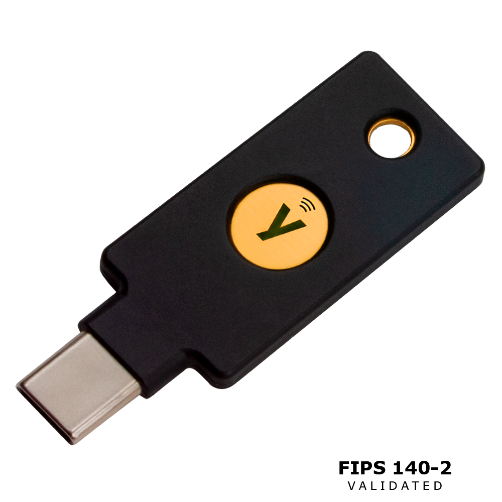 The front of a YubiKey 5cnfc fips token