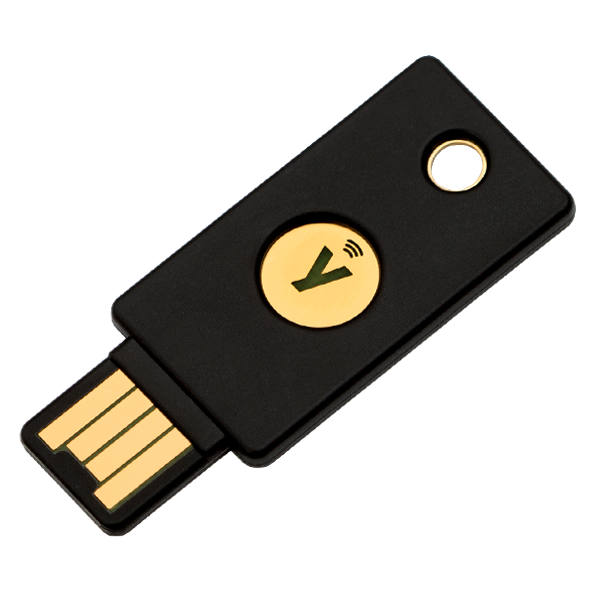 image showing the front of a YubiKey 5nfc token