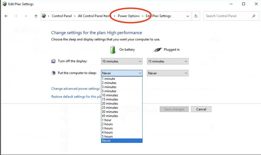 Screenshot showing step 6 of How To Stop A PC Going Into Sleep Mode tech guide