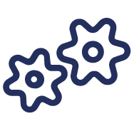 black outline of two cogs